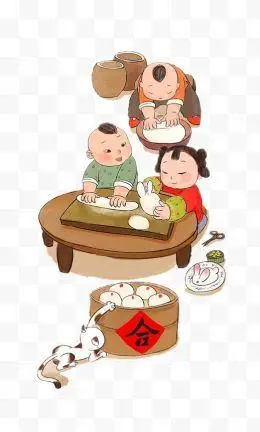 传统春节古典人物揉面团