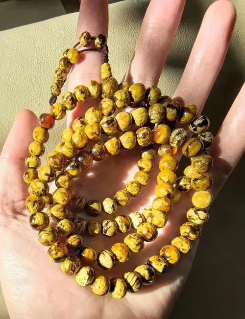 抚顺琥珀老花珀佛珠欣赏