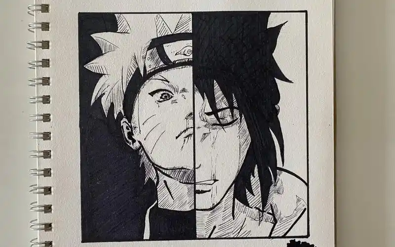 今天分三步,画个鸣人和佐助