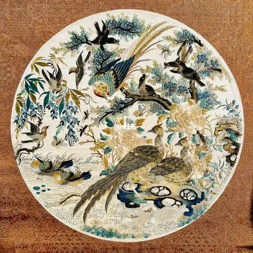 清代·粤绣百鸟争鸣对屏