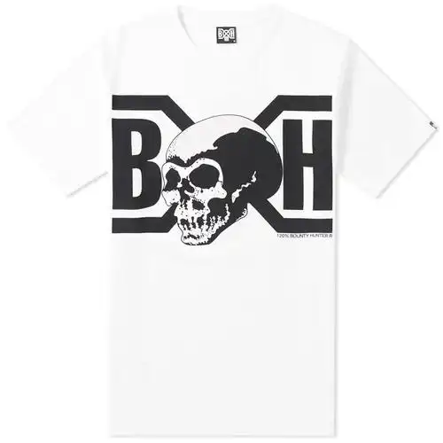 bounty hunter logo skull tee in white