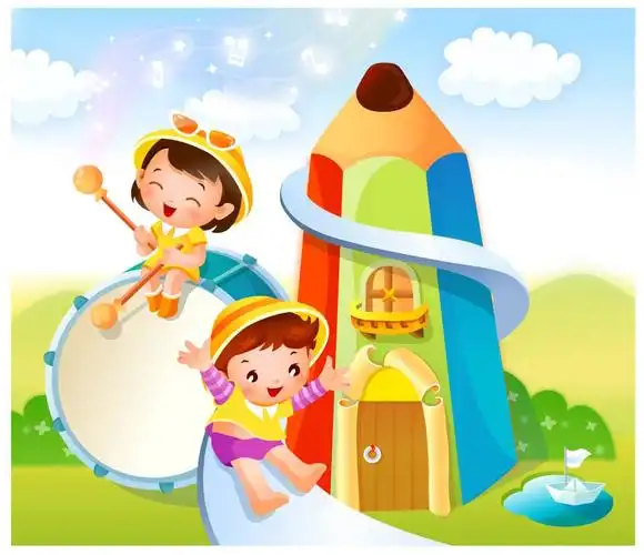 游乐园游玩的儿童矢量素材