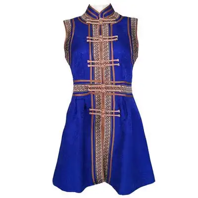 春夏季蒙古族马甲女士蒙族改良外搭长款蒙古元素日常马夹民族服装