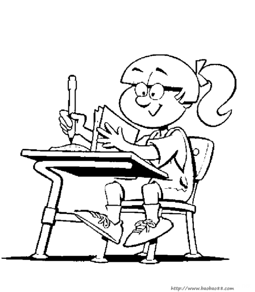 简笔画上课认真听讲画简笔画简笔画 手绘 线稿女孩背书包背影简笔画