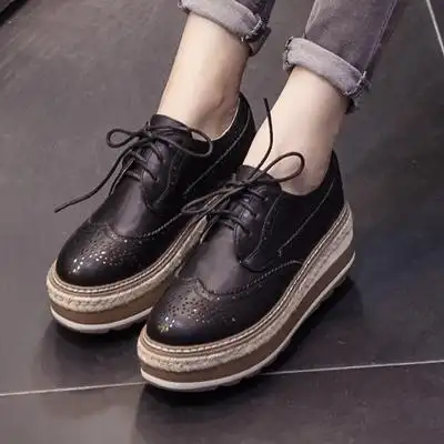 伊努特松糕鞋女厚底2020新款秋季百搭韩版松糕底学生单鞋英伦时尚女鞋