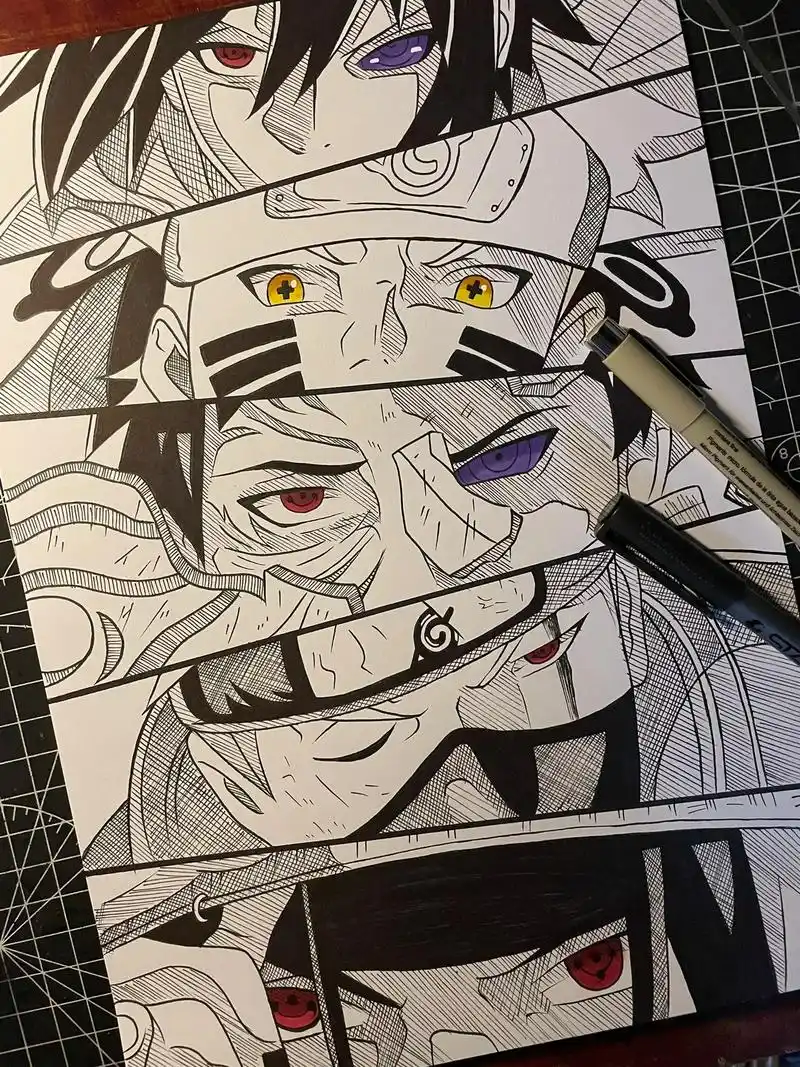 这五人中谁最强?#火影忍者 #绘画过程 #鸣人 #宇智波鼬  - 抖音