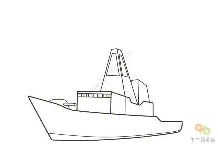 驱逐舰简笔画步骤图