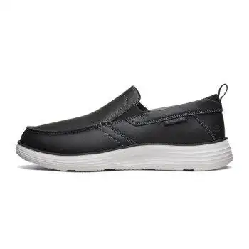 skechers斯凯奇休闲男鞋舒适一脚蹬王耀庆同款平底低帮皮鞋黑色blk395