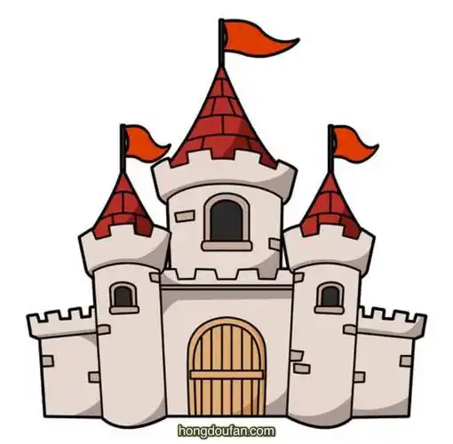 3个魔法粉红色城堡卡通简笔画