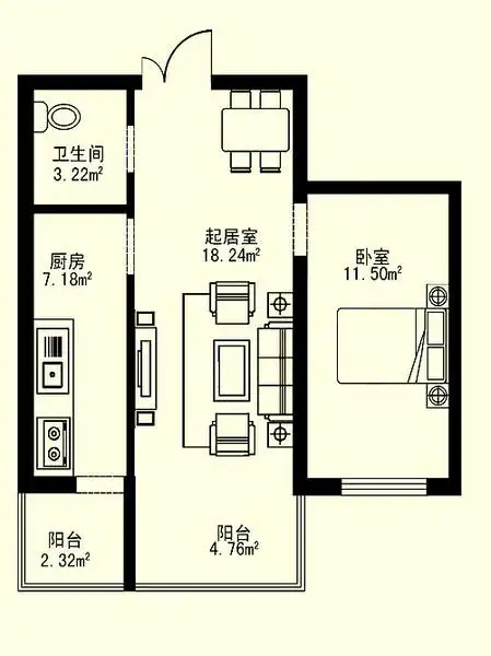 金泰蓝郡三期户型图 使用面积40平米
