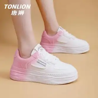 唐狮女鞋春季小白鞋女简约百搭鞋子女舒适休闲鞋女板鞋女粉色渐变白粉
