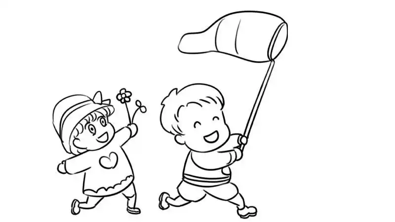 抓蝴蝶简笔画教程