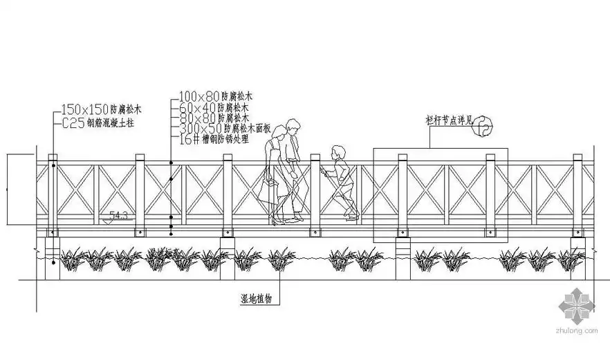 公园木栈道施工图