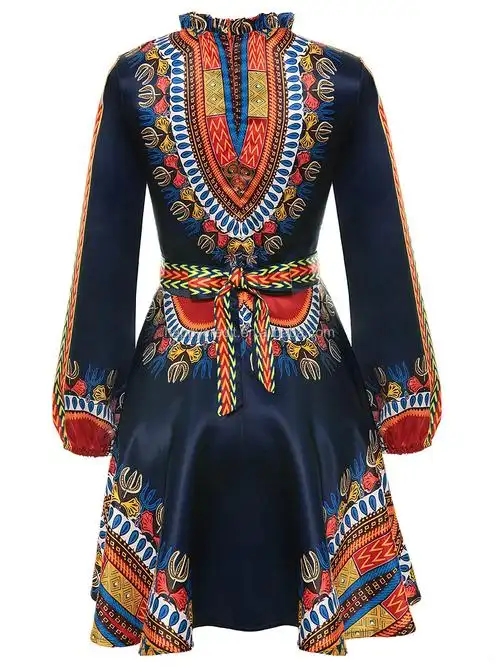 批发女性长袖印花时尚图案传统非洲服饰设计