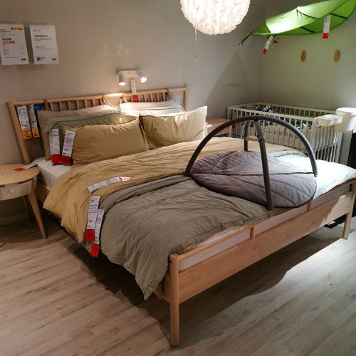 北欧宜家约纳纳斯实木木床简约桦木双人床欧风实木床