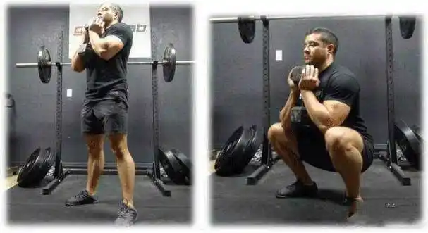 第二个动作就是我们的紧握哑铃深蹲.