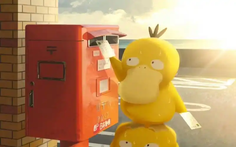 「宝可梦」可达鸭壁纸,萌宠魅力,闪耀水墨