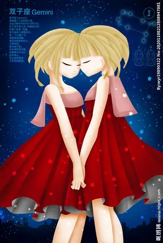唯美梦幻双子座女神美女插画