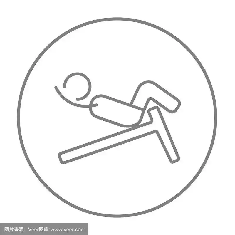 男人做仰卧起坐倾斜长凳线图标