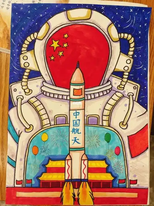 宇航员#致敬航天 儿童画临摹_临摹_儿童画_宇航员_兴趣爱好_绘画