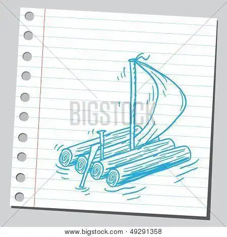 木筏卡通简笔画