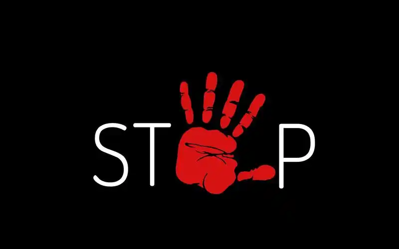 停止,红色手,黑背景 iphone 壁纸