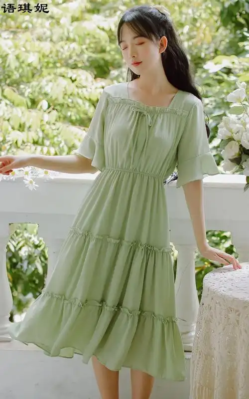 语琪妮夏天女生法式连衣裙仙女夏季2022年新款初中生高中生少女学生方