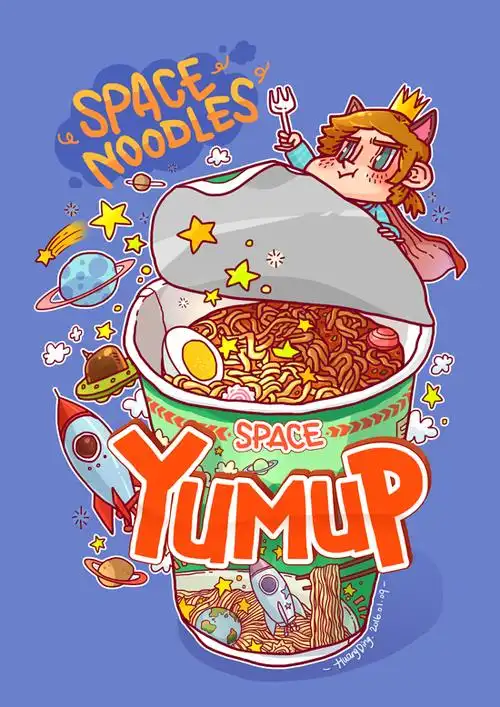 宇宙大杯面|其他插画|插画|丁几huangding - 原创