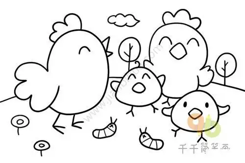 小鸡机器人的简笔画大图