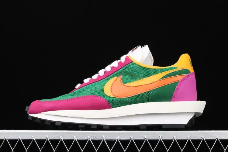 sacai x nike lvd waffle daybreak 联名走秀款 网纱皮面拼接 双勾swo