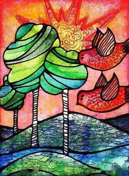 绚丽多彩的色彩装饰画,感受水彩与综合媒介结合的创意表现力!