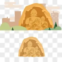 山西地标云冈石窟城市建筑