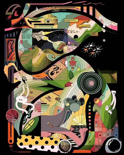 脑洞大开的插画作品欣赏,拼贴式构图插画集 - 元艺考