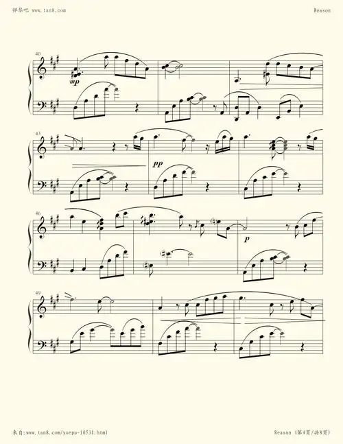 钢琴谱 - reason-蓝色生死恋
