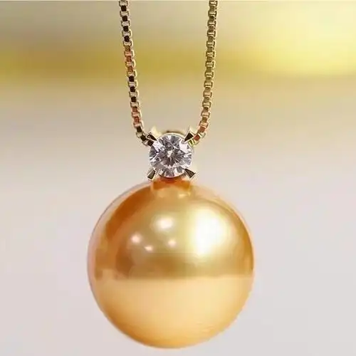 天然海水珍珠南洋金珠吊坠戴妃王妃款18k金项链高贵气质优雅-阿里巴巴