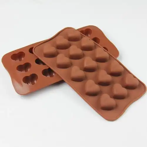 厂家15连雨滴爱心巧克力硅胶蛋糕模具食品级冰格模批发