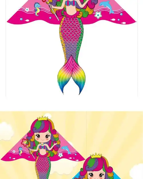 新款潍坊风筝热印亮布美人鱼热转移美人鱼大小风筝 儿童卡通风筝