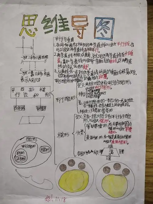 人教版四年级数学上册第五单元《平行四边形和梯形》思维导图