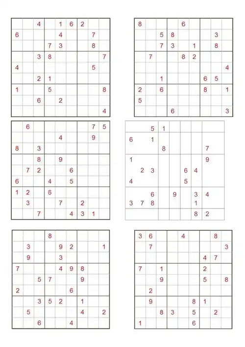 九宫格数独题目打印版无答案