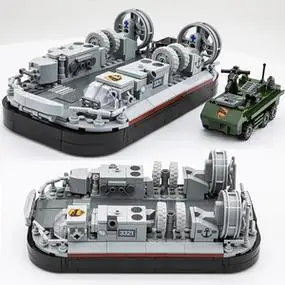 兼容乐高moc战舰726型气垫登陆艇海军野牛级气垫船小颗粒拼装积木
