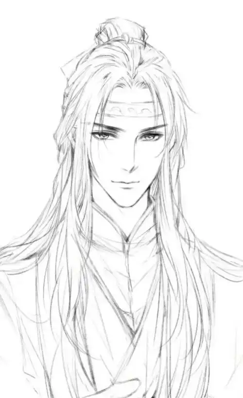 15张超帅古风美男线稿图古风人物线稿临摹图集