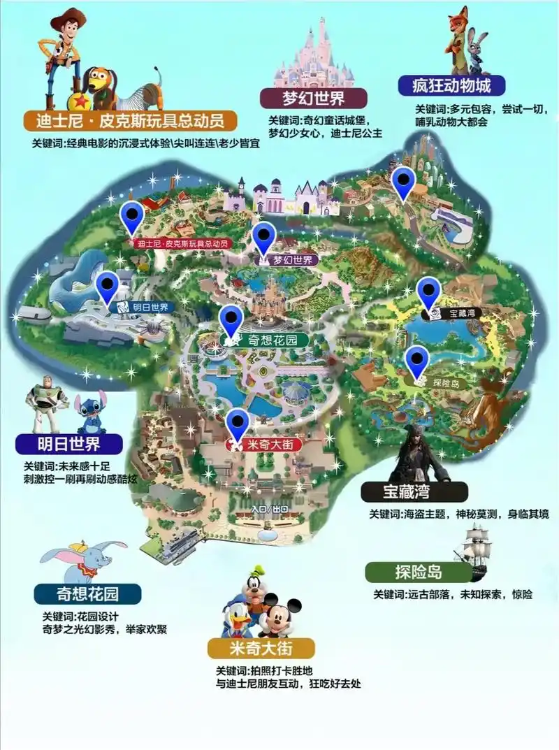 上海迪士尼游玩项目地图攻略.#人类高质量暑假 #上海迪士尼旅