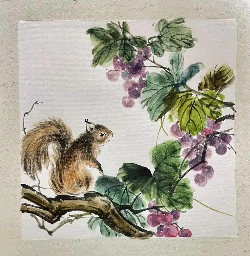 松鼠葡萄紫气东来