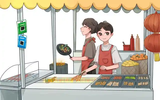 地摊摆地摊卡通地摊地摊位跳蚤市场手绘卡通跳蚤市场地摊商品素材