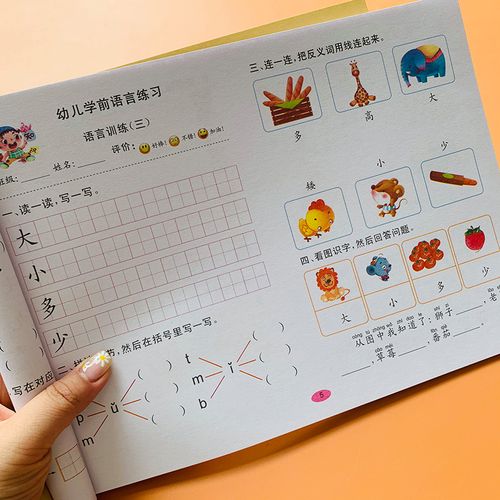 3-6岁学前班语文测试题语言练习册幼小衔接一日一练汉字词语成语短句