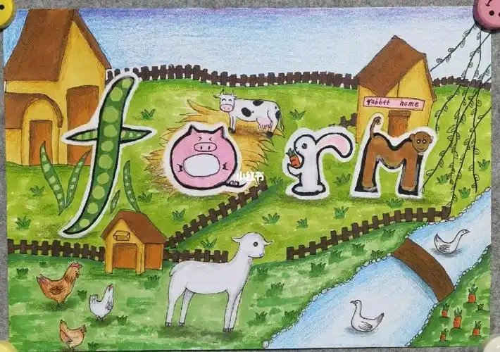 farm英语单词创意画