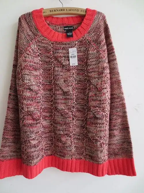 外贸原单花色线针织毛衣麻花外套