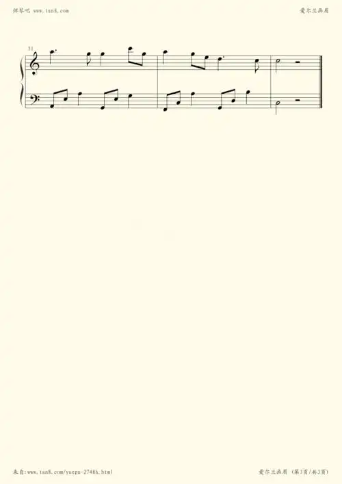 钢琴谱 - 爱尔兰画眉