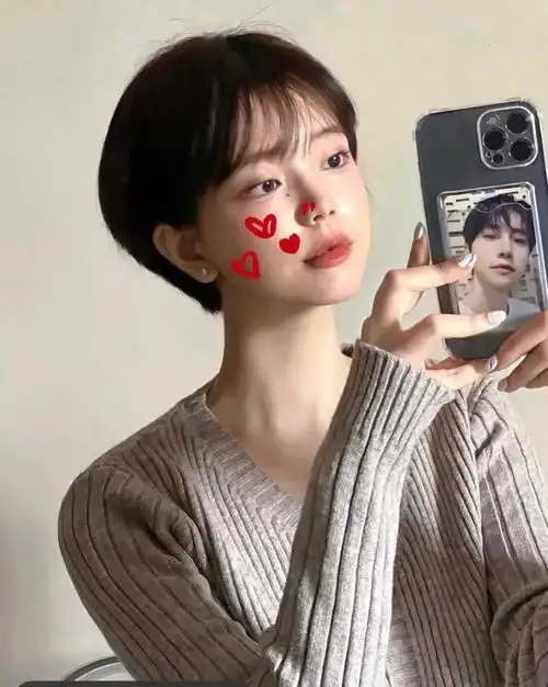 圆方脸女生很适合的小清新短发~日常免打理短发发型 短发烫发 一刀切