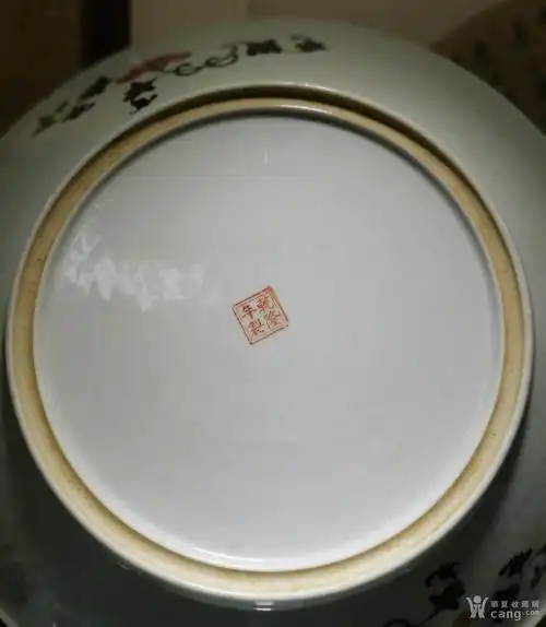 民国晚期 珠山八友刘雨岑或石宇初绘制新粉彩凤凰牡丹富贵大盘子